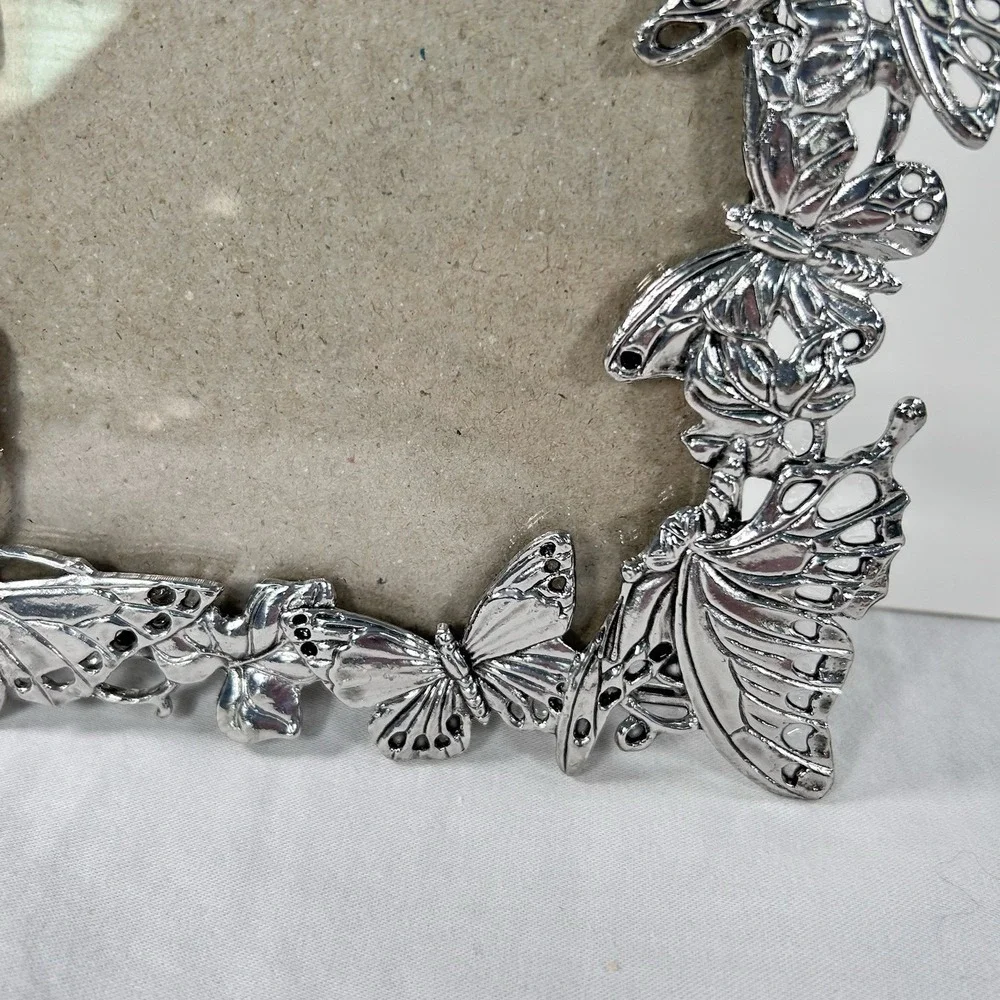 Arthur Court Pewter Silver Butterfly Rectangle Photo Picture Frame Dainty 6x7